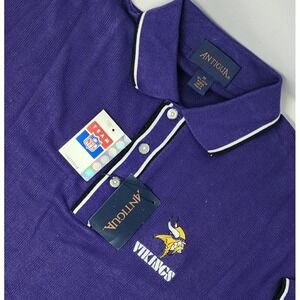 NEW Minnesota Vikings Polo Shirt Men's Medium Purple Short Sleeve Antigua NWT‎